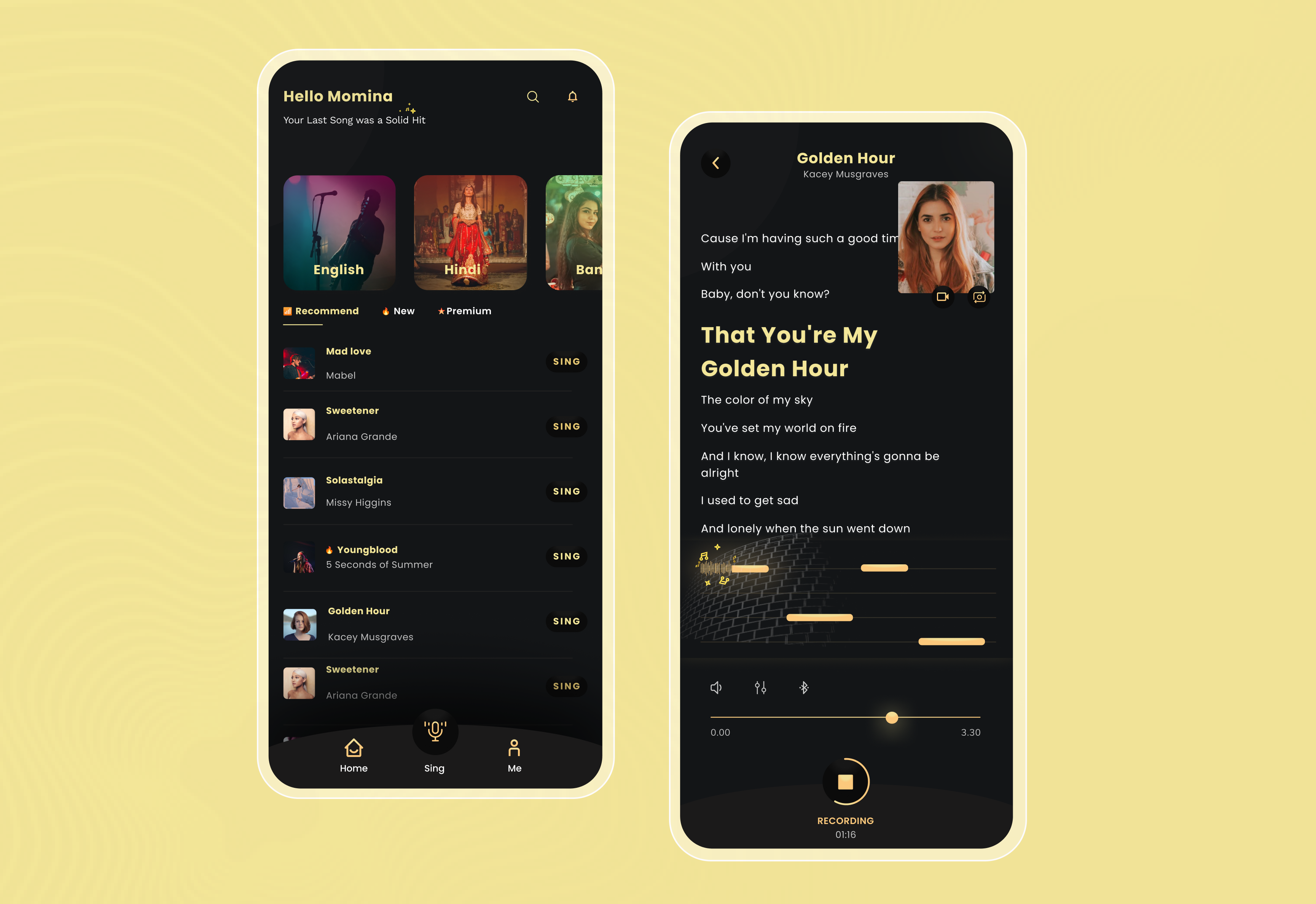 Karaoke singing app