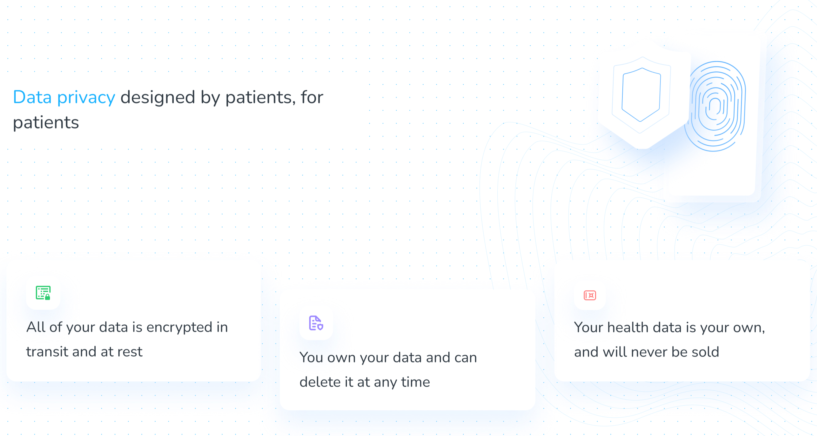 Center Health website — Data privacy designed by patients, for patients
